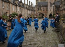 Chorister pancake race at Wells Cathedral School